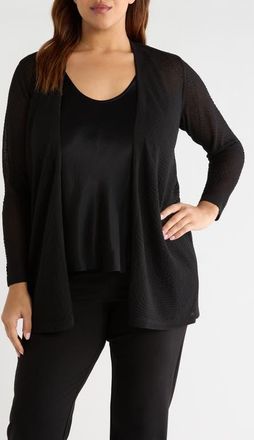 Anne Klein Open Front Cardigan in Anne Black at Nordstrom, Size 0X