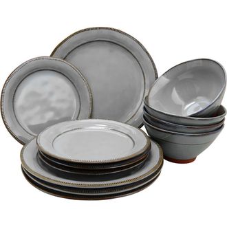 Gibson Home Terranea 12 Piece Dinnerware Set in Grey at Nordstrom