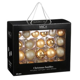MiCa Decorations Bola de navidad glass baubles oro h7xb7xl7cm