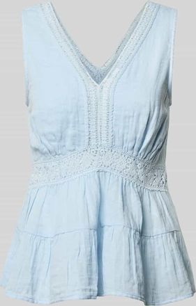 Vero Moda Blusentop mit H&auml;kelspitze Modell SANINI in Hellblau, Gr&ouml;&szlig;e 34