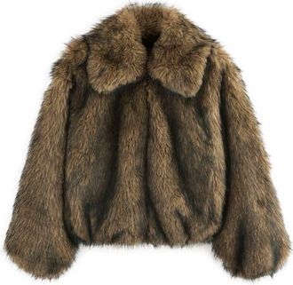 Next Chunky Faux Fur Zip-Up Jacket in Neutral at Nordstrom, Size X-Small