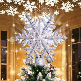 OEM Estrella Led Giratoria Para &Aacute;rbol De Navidad - Proyector De Copos De Nieve Plateados Para Decoraci&oacute;n De &Aacute;rboles De Navidad En Interiores