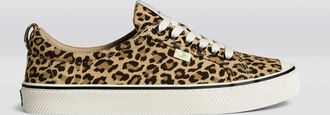Cariuma Mens Cariuma OCA Low Sneaker Brown Leopard Print Canvas Casual Shoes HAWK1997