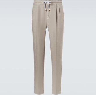 Brunello Cucinelli Pleated linen straight pants