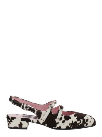 Carel Multicolor peche Slingback Ballet Shoes With Buckle Strap Closure And Cow Print In Leather Woman