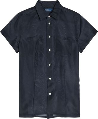 Polo Ralph Lauren Sheer Silk-organza Shirt - Navy - 10 (UK14 / L)
