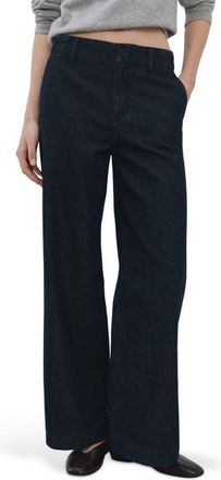 Mango Mid Rise Wide Leg Trouser Jeans in Open Blue at Nordstrom, Size 10