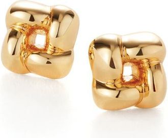 JENNY BIRD Mini Woven Square Earrings in High Polish Gold at Nordstrom