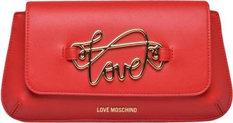 Love Moschino Red Polyurethane Script Crossbody Bag