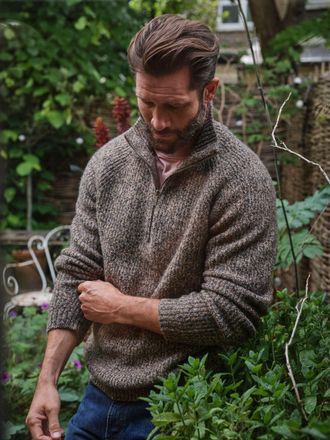 Fat Face FatFace Williton Natural Half Zip Neck Knitted Jumper