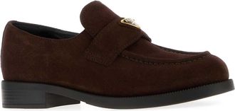 Prada Womens Dark Brown Suede Loafers Moro Mocassini