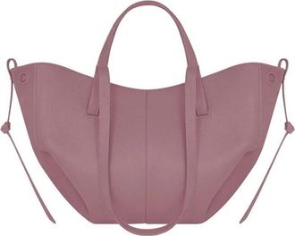 Generic Genuine Leather Womens Tote Bag - Large Capacity Barrel-shaped Commuter Shoulder Bag (Lilac Purple Large [with label])