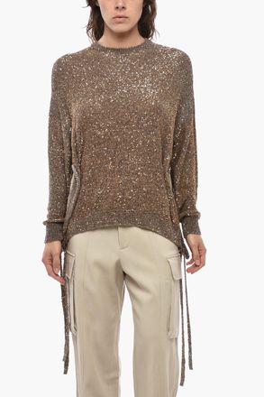 Stella McCartney Maglia Girocollo con Paillettes e Lacci Laterali Stella McCartney