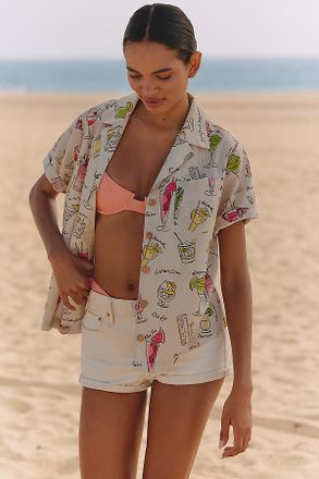 Rachel Antonoff James Linen Blend Short-Sleeve Top