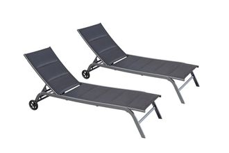 Concept Usine Conjunto de 2 tumbonas de aluminio negro