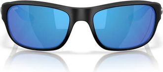 Costa Clipperton 58mm Polarized Rectangular Sunglasses in Matte Black/Blue Mirror 580G at Nordstrom