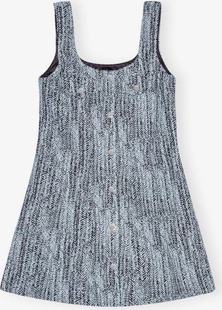 Ganni Blue Cotton Tweed Mini Dress - Size 10/12 Organic