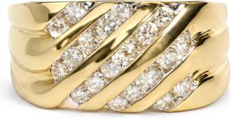 House of Brilliance Mens 10K Yellow Gold 1.00 Cttw Channel Set Diamond 5 Row Band Ring