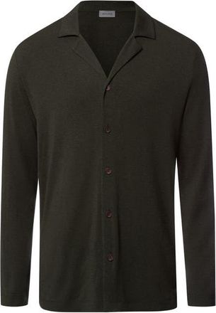 Hanro Casuals Notch Collar Button Front Shirt in Earthy Ink Melange at Nordstrom, Size Xx-Large