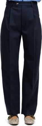 Tela Broek met wijde pijpen - Dames - Broeken - Blauw - M - Wol - Broeken
