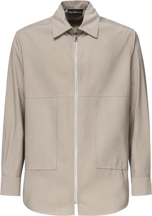 Giuliano Galiano Beige Shirt met Ritssluiting - Heren - Casual Overhemden - Beige - S - Overhemden