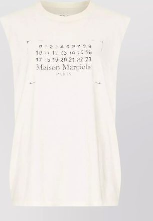 Maison Margiela ribbed cotton sleeveless logo tank top