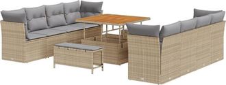 vidaXL Vidaxl - Garden Sofa Set Height-Adjustable 11 pcs Beige Poly Rattan