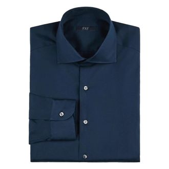Fay Stretch overhemd met Franse kraag - Heren - Zakelijke Overhemden - Blauw - 3XL - Katoen - Overhemden