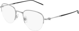 Montblanc MB0129O002 Square Semi Rim Metal Eyeglasses - Silver