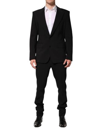 Dolce & Gabbana Black Cotton Single Breasted 2 Piece Mens Suit