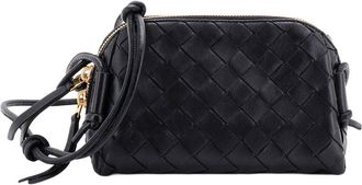 Bottega Veneta Black Intrecciato Nappa Concert Crossbody Pouch Mini (Authentic Pre-Loved)
