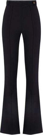 Elisabetta Franchi Flared Broeken - Dames - Wijde Broeken - Zwart - XL - Polyester - Broeken