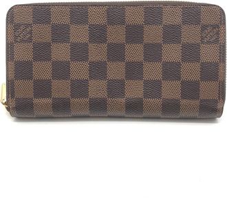 Louis Vuitton Zippy Wallet With Damier Ebene Womens Pattern (Pre-Owned)
