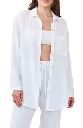 Bella Dahl Relaxed Fit Semisheer Cotton Blend Button-Up Tunic in White at Nordstrom, Size X-Small