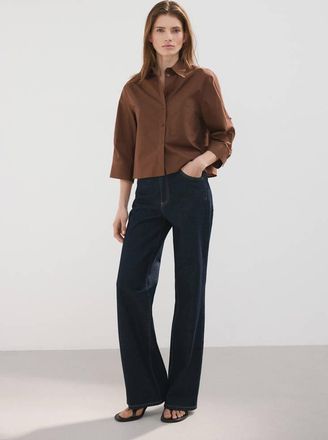 Mango Camicia cotone tasca marrone - Donna - XXS - MANGO