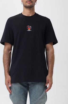 Msgm T-shirt girocollo in cotone con stampa logo a contrasto sul petto