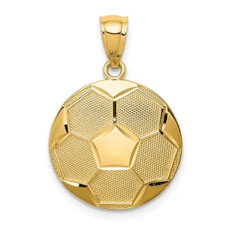 Diamond2Deal 14k Yellow Gold Domed Soccer Ball Pendant