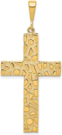 Diamond2Deal 10k Yellow Gold Polished Nugget Cross Pendant