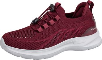 Generic Women Slip on Running Trainers Womens Lightweight Plantar Fasciitis Sneakers Summer Lightweight Walking Shoes Hollow Breathable Elderly Shoes Comforta