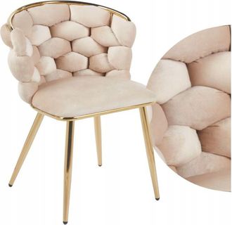 OEM Silla De Terciopelo Beige Con Tejido Entrelazado Para Sala De Estar O Estudio Con Marco Dorado