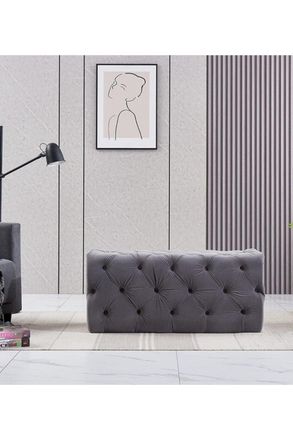 Life Interiors Melia Velvet Ottoman Bench Single in Grey