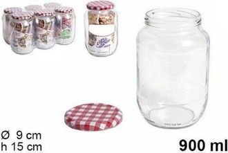 Trade Shop Trade Shop - Set 6 Pezzi Contenitore Barattolo In Vetro Con Coperchio Barattolini 900ml