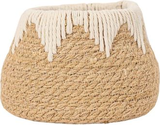 Foreside Home And Garden Woven Tapered Basket Jute & White Cotton Rope at Nordstrom