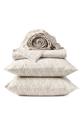 Coyuchi Print Organic Cotton Percale Sheet Set in Shell Robles at Nordstrom, Size California King