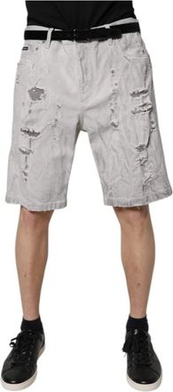 Dolce & Gabbana Heren, Korte broeken, Grijs, Maat: 3XL Leer