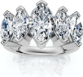 Pompeii3 1 1/2ct Marquise Diamond Wedding Ring 14K White Gold Five Stone Anniversary Band Size Selectable