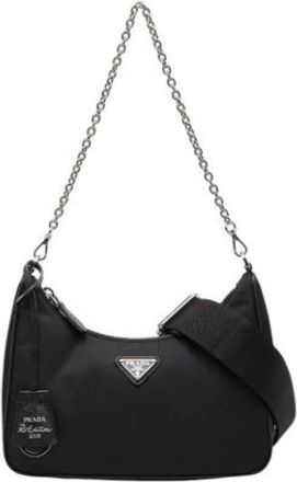 Prada Pre-owned Shoulder Bags, female, Black, Size: ONE SIZE Pre-owned 1Bh204 Shoulder Bag