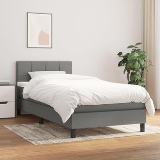 vidaXL Cama Box Spring Con Colch&oacute;n Tela Gris Oscuro 90x190 Cm Vidaxl