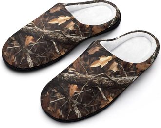 Generic Fashion Camouflage Tree Womens Slippers Warm House Slippers Indoor House Shoes with Anti-Skid Rubber Sole