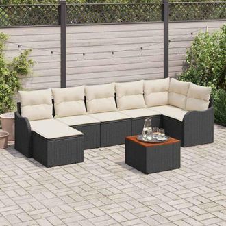 vidaXL Vidaxl - Conjunto De Sof&aacute; De Jard&iacute;n 8 Pcs Negro Polirat&aacute;n